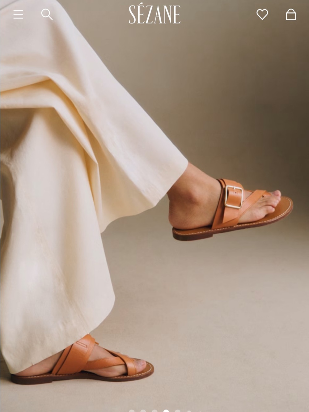 🍯🐝Sezane FREYA LOW SANDALS in SMOOTH HERITAGE HONEY Women's Leather Buckle slide